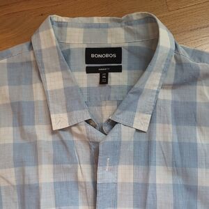 Bonobos Light Blue and White Plaid Shirt